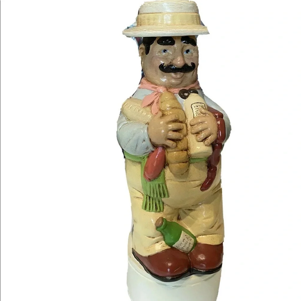 Vintage Alberta Italian Man Wine Sausage Bread Jug Barrel Decanter Barwa…
